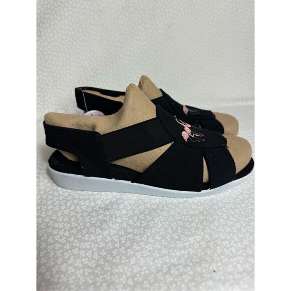 Coral Bay WOMEN’S SIZE 6 Canvas Open Toe Sandals with Embroidered Flamingos - Picture 3 of 6